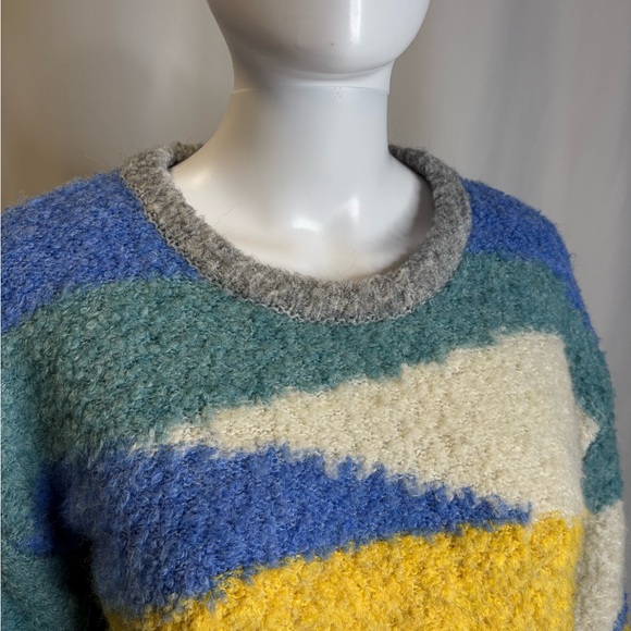 Jessica Simpson Cozy Nubby Chenille Color Blocked Cropped Sweater Size Small - Picture 4 of 11
